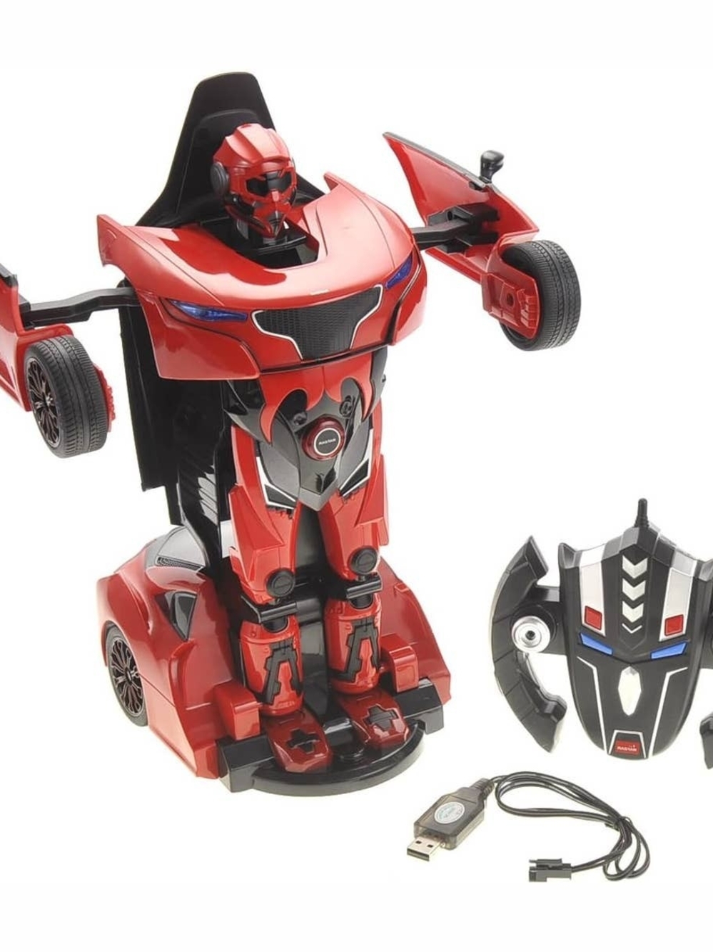 Red Transforming Robot Car Toy with Remote - Kids Toys